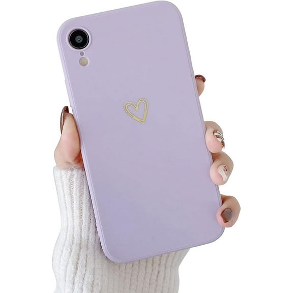 Compatible with iPhone XR Case for Women Girls, Soft Flexible Durable Cute Heart Pattern Slim Thin TPU Shockproof Case for iPhone XR 6.1" -Purple