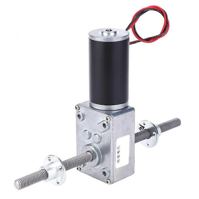 Worm Gear Motor Double Shaft Coaxial M8 Thread Speed Reduction 2435 Motor with Flange 24VSpeed Reduction Ratio 200