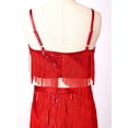 thumbnail image 6 of TiaoBug Girls Latin Dance Outfits Sequin Tassels Crop Top with Fringe Pants Cha Cha Tango Performance Wear Red 8, 6 of 7