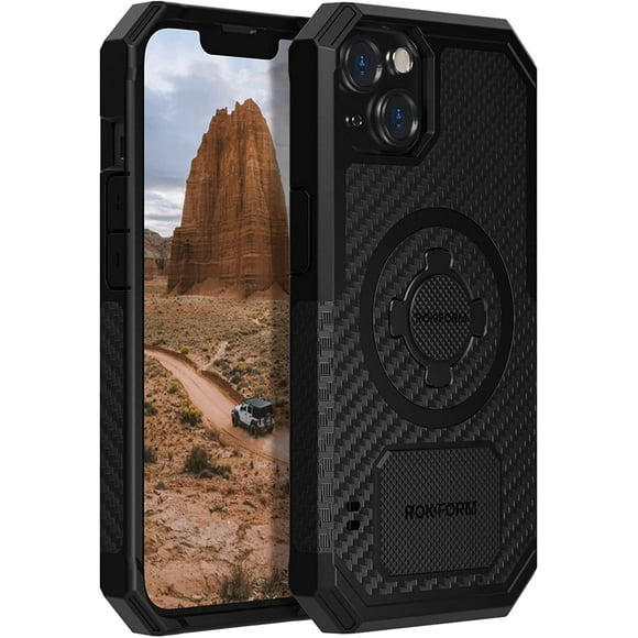 Rokform - iPhone 13 Case, Rugged Series, Dual Magnet Plus MagSafe Compatible, Magnetic Protective Gear, iPhone Cover with RokLock Twist Lock, Drop Tested Armor (Black)