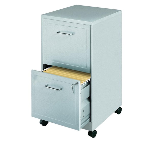 ARCHIVERO METALICO HIRSH ARMADO 2 GAVETAS CARTA CON RUEDAS PLATA SPACE SOLUTIONS 2 CAJONES TAMAÑO CARTA PLATA CON RUEDAS