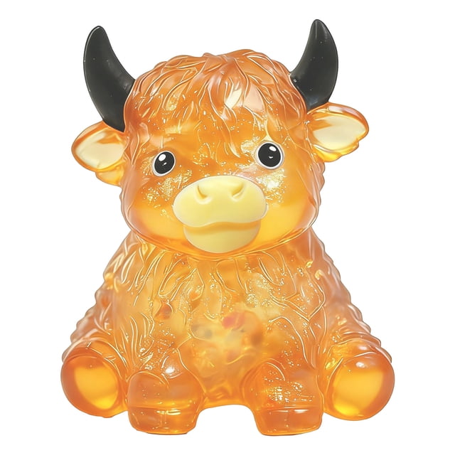 Soft Stress Sensory ,Soft Slow Rising squeezing Stress decrease ,Cute Cattle with Big Horns Border Toy Slow(Orange)