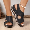 thumbnail image 2 of Rokment Womens Platform Wedges Gladiator Sandals 2026 Beach Comfortable Vintage Leather Hollow out Orthopedic Walking Dress Slingback Summer Shoes Black Size 8, 2 of 8