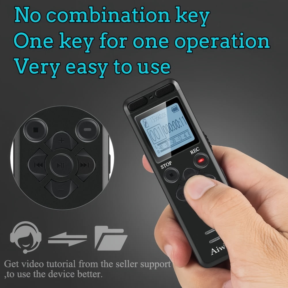 72GB Digital Voice Recorder, Voice-Activated for Lectures and Meetings - Aiworth 9860Hr Audio Recorder with Playback, MP3 Player, Password Protection, Speed Variation