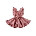 thumbnail image 3 of Kmbangi Girls Solid Color Suspender Skirt Sleeveless Square Collar Large Hem High Waist Dress with Ruffles, 3 of 9