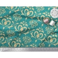 thumbnail image 2 of Soimoi Green Poly Georgette Fabric Filigree Damask Printed Craft Fabric by the Yard 52 Inch Wide, 2 of 3