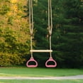 thumbnail image 1 of Barra de trapecio con anillos colgantes para entrenamiento de fuerza, uso en interiores y exteriores Rosa, 1 of 8