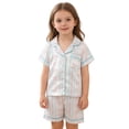 thumbnail image 2 of RUTAYY Children Girls Outfits Summer Short Sleeve Shirt and Shorts Comfy Home Wear Bow Print Casual Daily Wear Holiday Vibrant Clothing Sets, 2 of 9