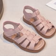 thumbnail image 4 of Summer Sandals for Girls Open Toe Cute Solid Strappy Slip on Outdoor Flat Shoes Breathable Hollow out Gladiator Dress Shoes Pink 7 Toddler, 4 of 8