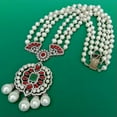 thumbnail image 4 of K-KED 3 Rows White Pearl Necklace Cz Pave Statement Necklaces Delicate Jewelry For Women, 4 of 6