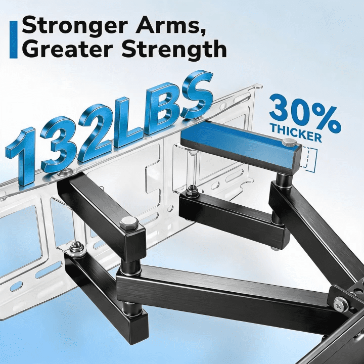 Full Motion TV Wall Mount Bracket for 32-80 inch TVs, Articulating Arms with Swivel Tilt Extension, Holds Up to 132lbs, Max VESA 600x400mm