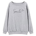 thumbnail image 3 of HNMKIU Off The Shoulder Sweatshirt Women's Letter Print Long Sleeve Off Shoulder Hoodie and Comfortable Pullover Top 03_Grey,L, 3 of 3