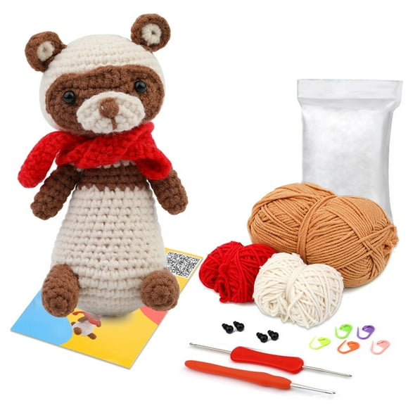 Visland 1 Set Crochet Kit Facile à Utiliser Durable Chien Poupée Crochets Fil Kit pour les Débutants Adultes Enfants