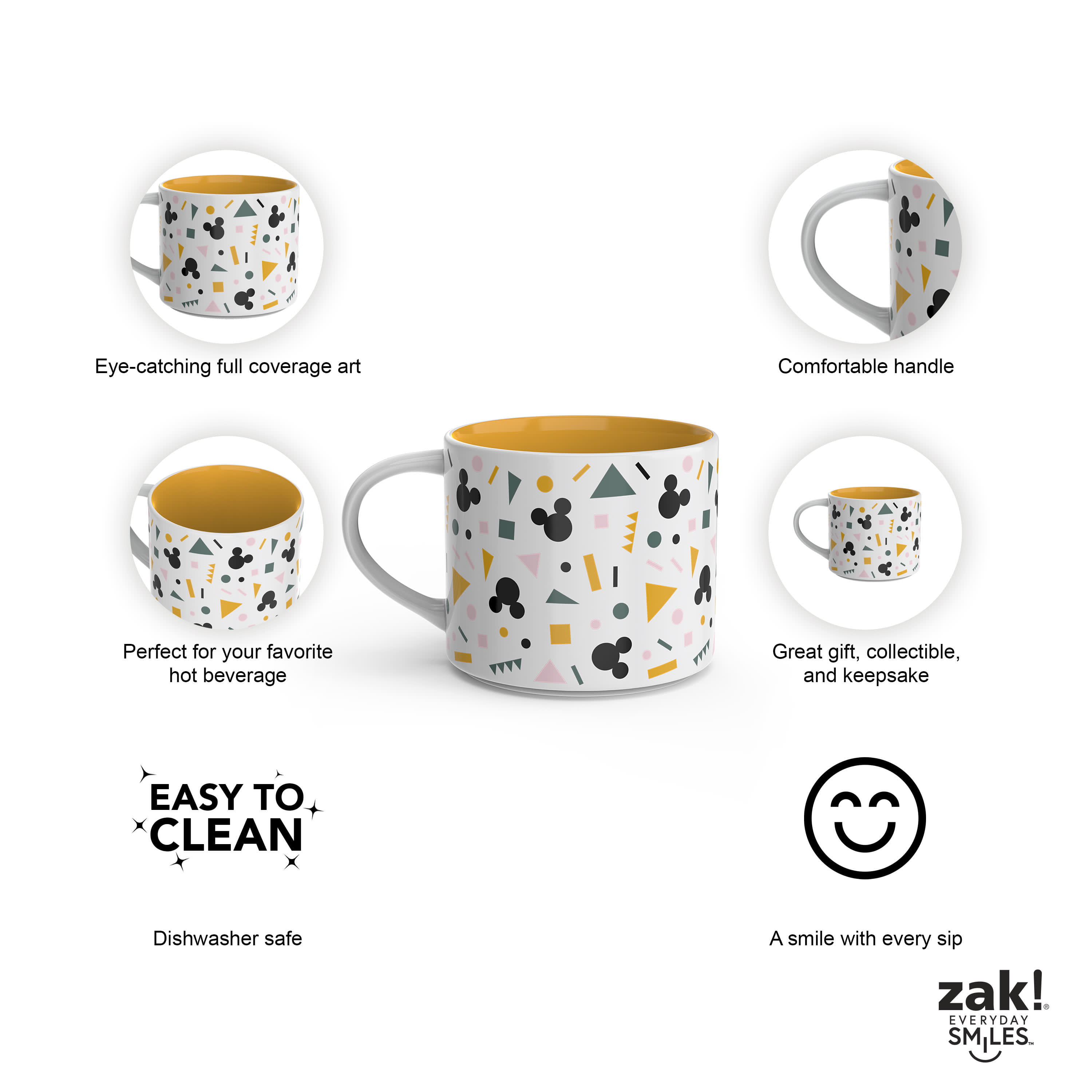 Zak Designs Ceramic Modern Mug Disney Princess 15 oz Capacity