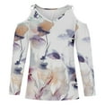 thumbnail image 4 of Long Sleeve Shirts for Women off Shoulder V Neck Top Tie Dye Flower Print Shirts Casual Loose Fit Tunic Tops Pullover on Womens Sweatshirt, 4 of 6