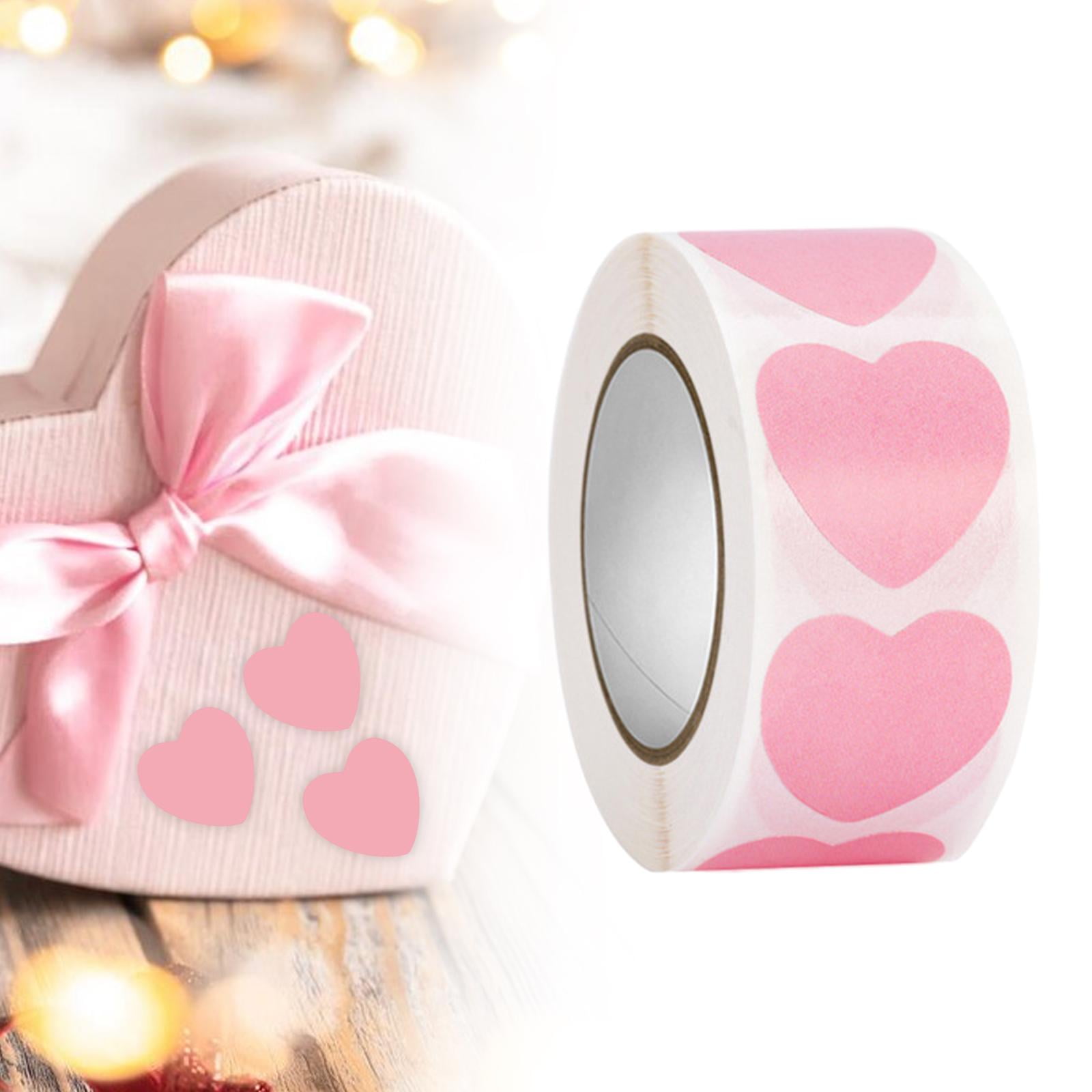 Milageto 5x500pcs Labels Pink Heart Stickers Heart Shape Paper Labels for Valentine's Day Wedding Anniversaries Invitation Envelopes 6 Pcs