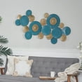 thumbnail image 2 of DecMode Teal Metal Plate Wall Decor with Textured Pattern, 2 of 7