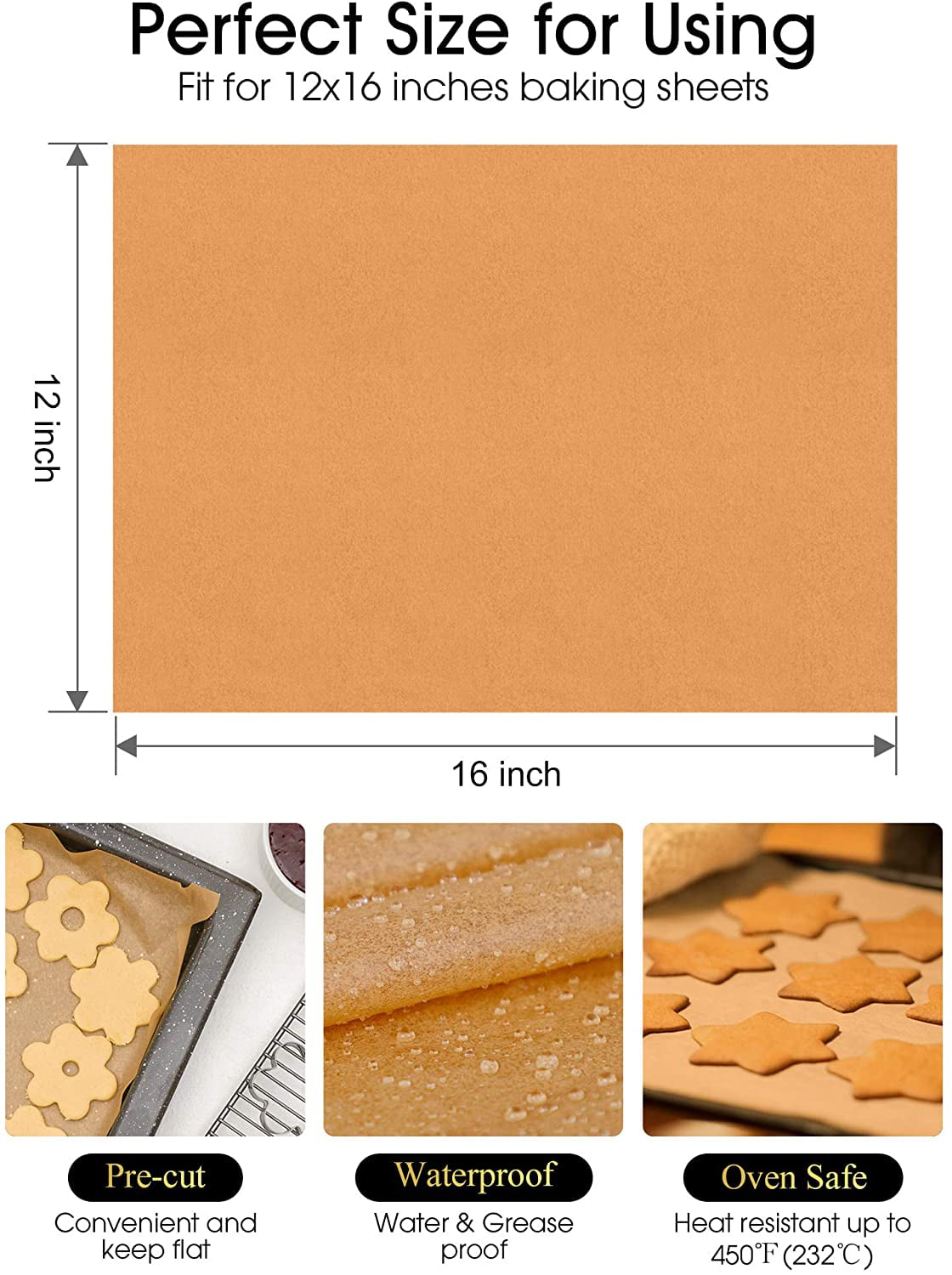 Macarons Printed Baking Parchment Papers, Unbleached, Precut 12x16 120  Sheets 