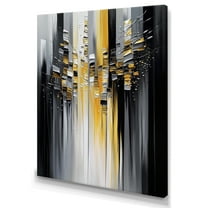 Designart Abstract Geometric Black And Yellow I Canvas Wall Art