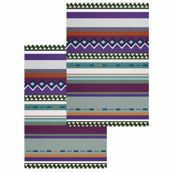 Modern Boho Art Kitchen Dish Towels for Drying Dishes Set of 2, Colorful Abstract Bohemian Paisley Minimalist Waffle Weave Microfiber Hand Tea Bathroom Towels Quick Dry & Absorbent Towel 15.7x23.6