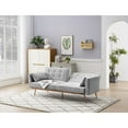 thumbnail image 2 of Sectional Convertible Futon Sofa Bed, Mid-Century Velvet Sleeper Sofa with 2 Pillows, Cotton Living Room Sofa, Rose Metal Feet Convertible Bed Folds for Living Room and Small Space, Light Gray, 2 of 7