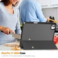thumbnail image 5 of ELEHOLD for iPad Pro 11 inch 2024 Tri-fold Leather with Pencil Holder Case Kickstand Magnetic Folio Slim Shockproof TPU Cover for iPad Pro 11" 2024,Gray, 5 of 10