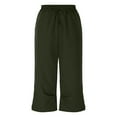 thumbnail image 3 of FRSASU Womens Capri Pants Yoga Capris Summer High Waisted Casual Lounge Cropped Pants with Pockets Army Green L(L), 3 of 6