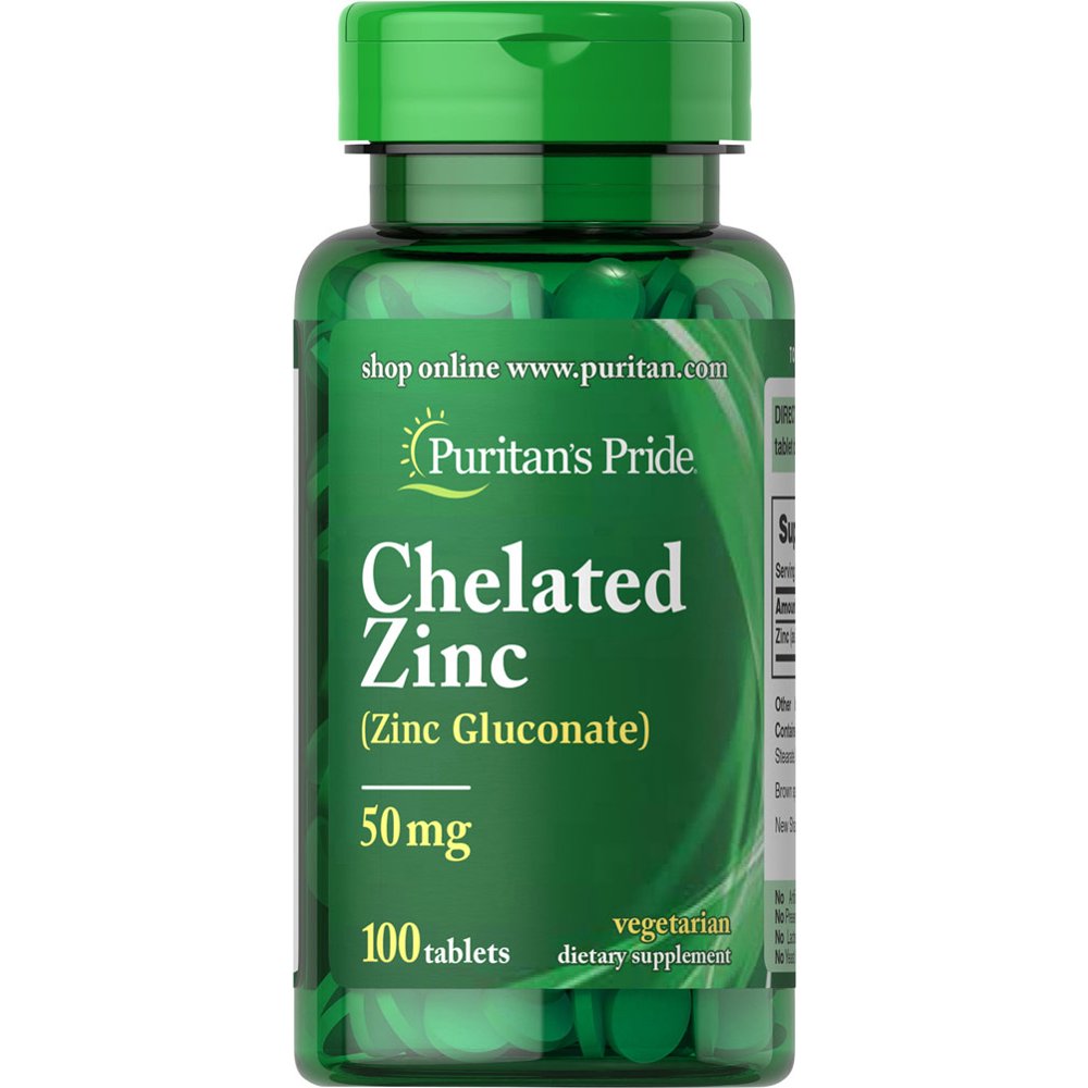 Puritan's Pride Zinc Chelate 50 mg 100 Tablets