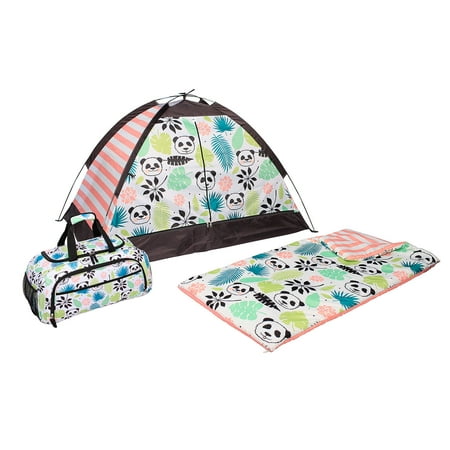 Olivet Kids 3-Piece Slumber Set (Tent, Sleeping Bag, and Duffel), Panda - www.neverfullmm.com