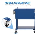thumbnail image 4 of Dextrus 80 Quart Outdoor Rolling Cooler Cart with Bottle Opener Drainage, Portable Beverage Rolling Cart with Tray on 360° Swivel Wheels, Blue, 4 of 5