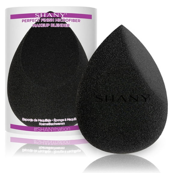 SHANY Perfect Finish Makeup Blender Sponge - Full Size Latex-Free Beauty Sponge Microfiber For Foundation, Beauty Details, and Blending - Black