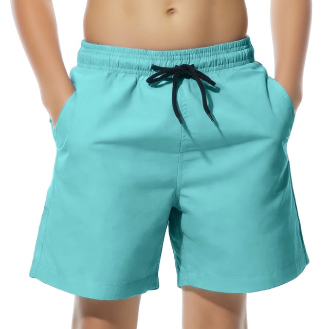 Zpanxa Boys Swim Shorts Polyester Solid Color Elastic Waistband with Inner Lining Beach Pants 6-7 Years