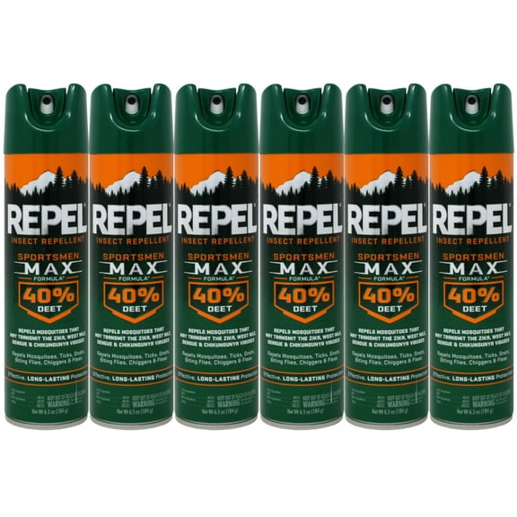 6 Pack REPEL Insect Repellent Sportsmen MAX 40% DEET 6.0 Oz Each