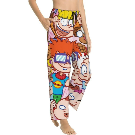 Womens Rugrats Pajama Pants Sleepwear Pajamas Vacation Sleep Pant With Pockets