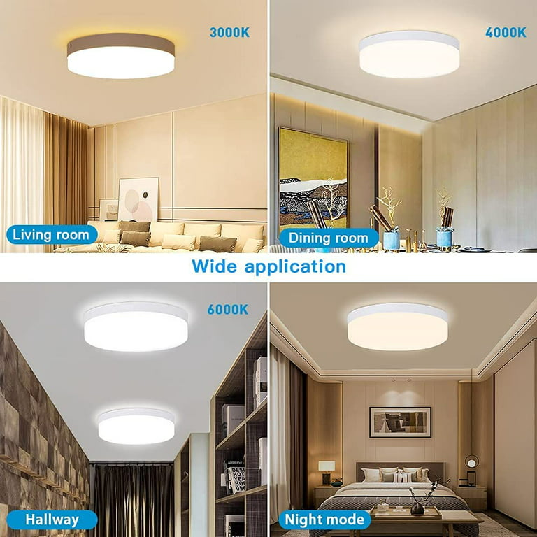 Grøn baggrund Underinddel disk DingLiLighting 24W Modern Dimmable Led Flush Mount Ceiling Light Fixture  with Remote, Overhead Lights for Ceilings for Bedroom/Kitchen/Dining Room  Lighting, Timing, 3 Light Color Changeable,8.66 Inch - Walmart.com