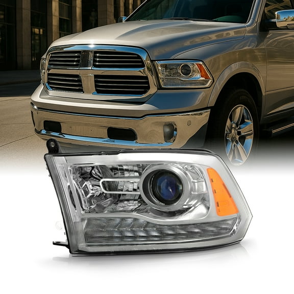 AKKON - For 2016-2018 Dodge Ram 1500 2500 3500 & 19-22 1500 Classic Projector LED Headlights OE Chrome Left Housing