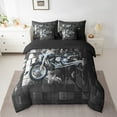 thumbnail image 2 of Erosebridal Black Dirt Bike Bedding Sets King Size,Geometric Plaid Bed in a Bag King size,Extreme Sports Bedding King Size,Microfiber Buffalo Room Decor,Reversible,7-Piece, 2 of 6