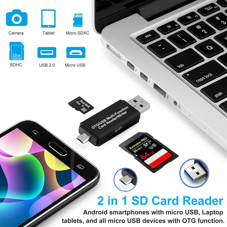 SD Card Reader For Android Phone Tablet PC Micro USB OTG to USB 2.0 Adapter