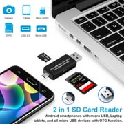 USB SD Card Reader, TSV Micro USB 2.0 OTG Adapter Memory Card Reader for SD/Micro SD/TF/SDXC/SDHC/MMC/RS-MMC/Microsdhc/Microsdxc, Camera Flash Card Reader Support Windows, Linux, Mac OS, Android