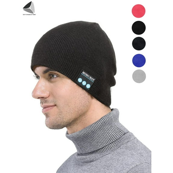 PULLIMORE Women Men Wireless Bluetooth Smart Beanie Hats Winter Warm Knitted Music Caps with Built-in Headphones Headset Stereo Speakers and Mic (Black)