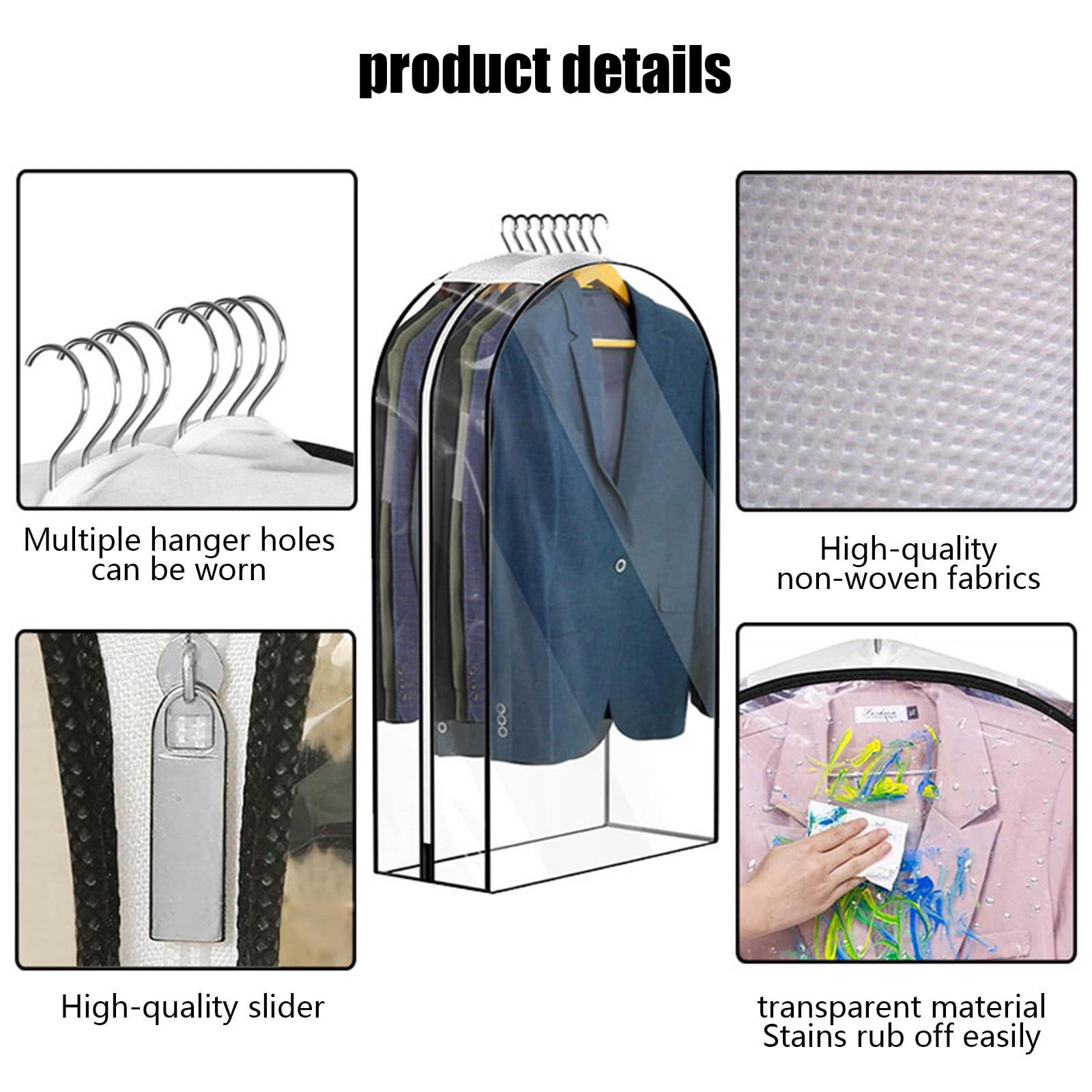 Horivan 1 Counts Foldable Garment Bag for Travel Storage with Transparent Window Hanging Clothes Protector Suit Cover for Closets Wrinkle-Free Dustproof Garment Organizer
