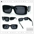 thumbnail image 2 of Womens Luxury Narrow Rectangle Designer Plastic Thick Arm Sunglasses Black Silver - Black, 2 of 8