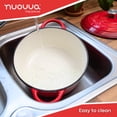 thumbnail image 5 of Olla holandesa de hierro fundido con tapa – Cacerola esmaltada antiadherente apta para horno – Batería de cocina resistente para horno holandés – Roja, 7.3 cuartos, 30 cm – de Nuovva, 5 of 5