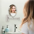 thumbnail image 6 of Ovente 7" Wall Mount Makeup Mirror, 1X & 7X Magnifier, Adjustable Spinning Double Sided Round Reflection, Extend, Retractable & Folding Arm, Bathroom & Vanity Décor, Nickel Brushed MNLFW70BR1X7X, 6 of 7