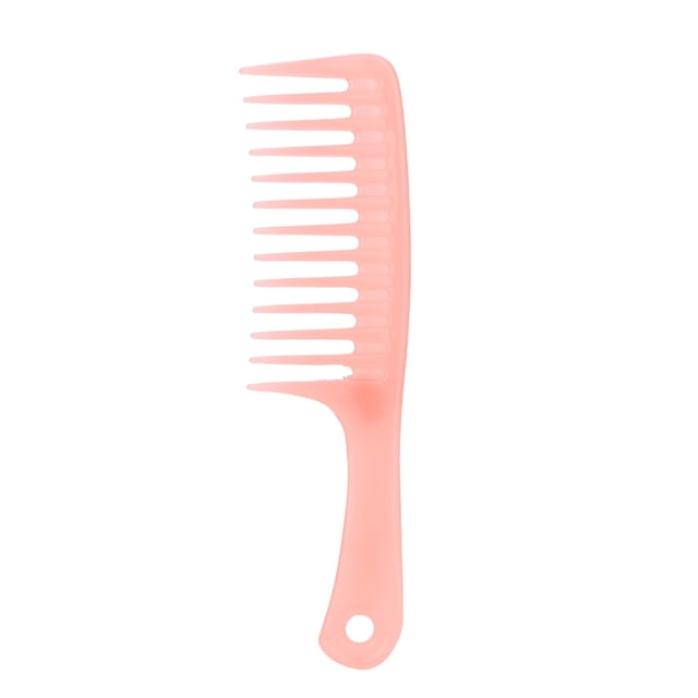 Peine de masaje para el cabello con dientes de una sola fila con mango, herramientas de belleza para rizado húmedo seco (rosa)