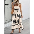thumbnail image 3 of Womens Square Neck Boho Maxi Dress Casual Long Spring Summer Dresses Sundresses Beach Vacation 2025 White & Black L, 3 of 7