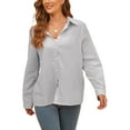thumbnail image 3 of MAWCLOS Women Retro Long Sleeve Button Down Shirts Casual Loose Baggy Tunic Tops Blouse Ladies Winter Cotton Linen Casual T-Shirt Tops Size S-5XL, 3 of 5