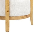 thumbnail image 6 of Jennifer Taylor Home Madrid 26.5" Burl Wood Barrel Accent Arm Chair, Seashell White Chenille, 6 of 8