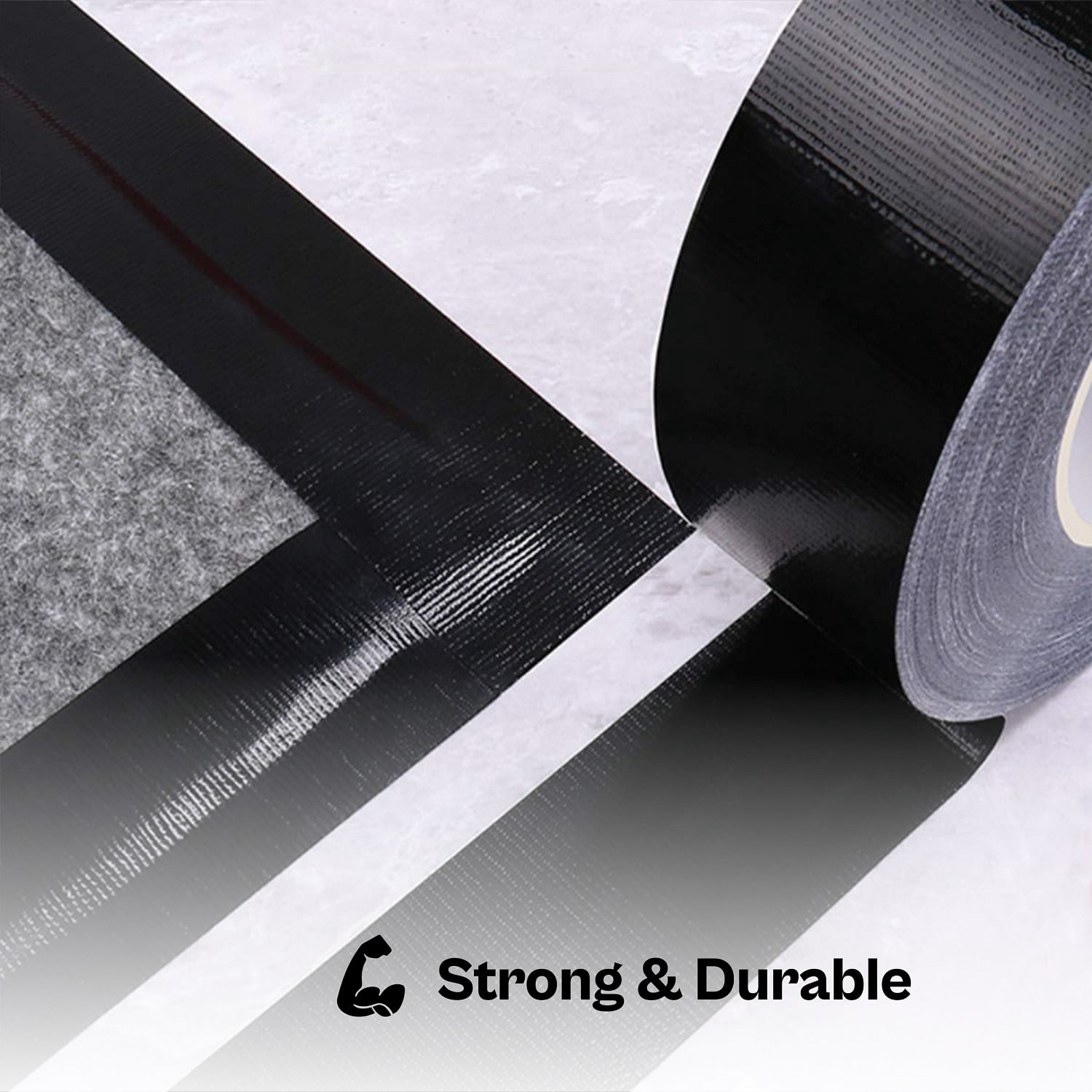 SSBM 6 Mil - Black Heavy Duty Adhesive Duct Tape Perfect for Patching & Repairing, High Durability, Residential & Industrial Purpose, 2" x 60 Yards 12 Rolls