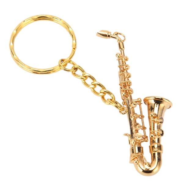 Llavero de Saxofón, Decretación Graciosa Lindo Latón Portátil Portátil Simulado Instrumento de Instrumentos Keychain para Trabajo de Oficina